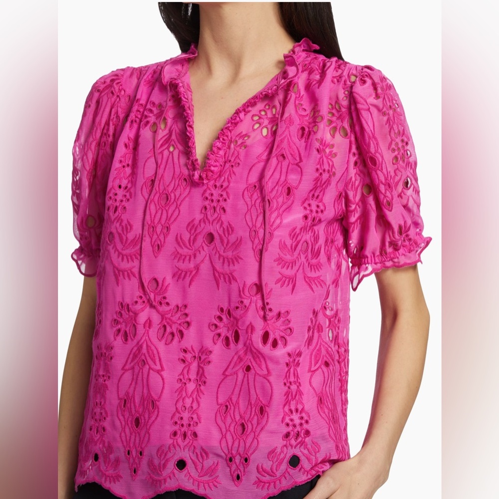 Generation Love hot pink Embroidered Short Sleeve Top Size M